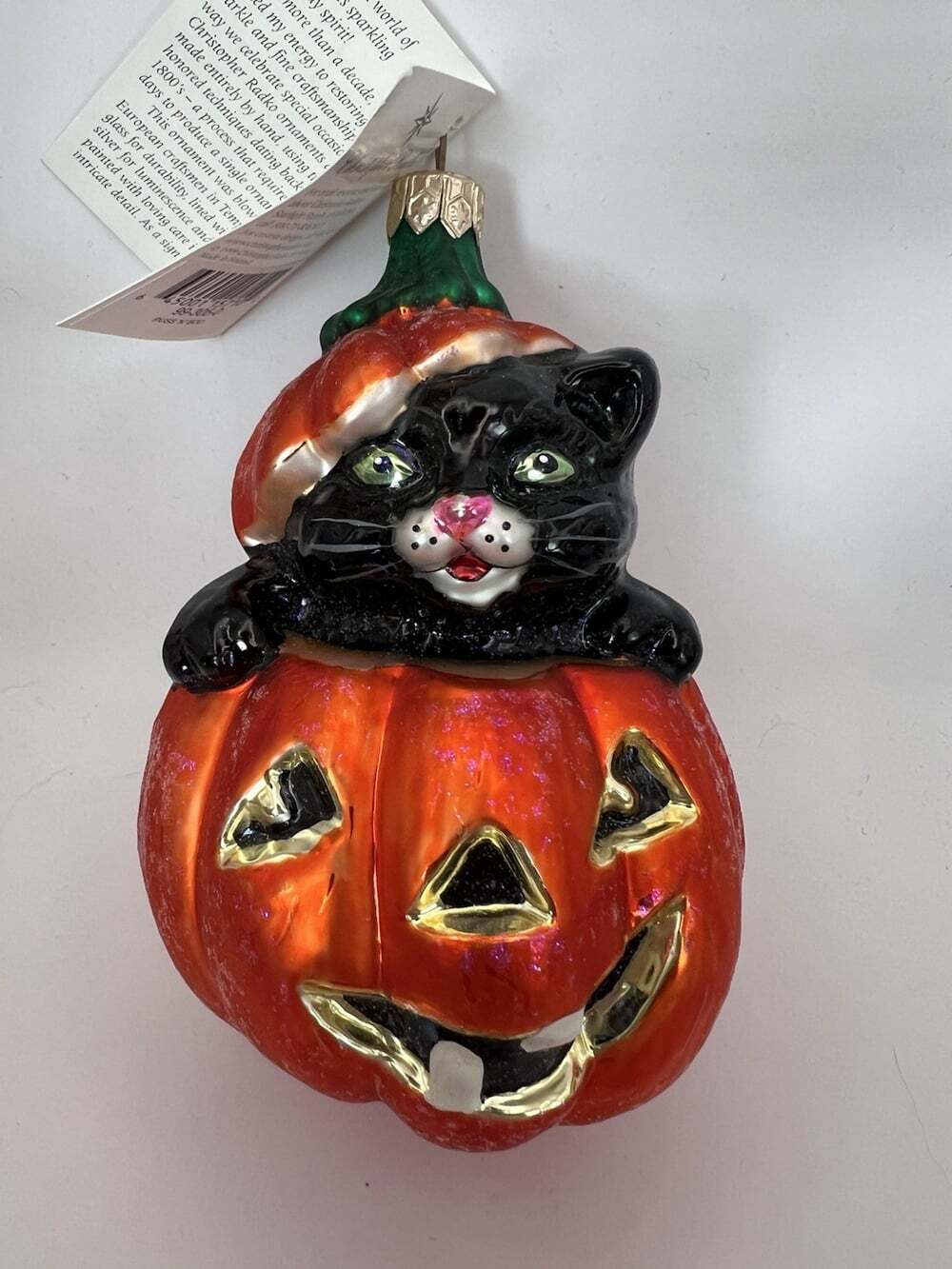 Christopher Radko Puss N Boo Halloween Ornament 1999 Black Cat Pumpkin NWT